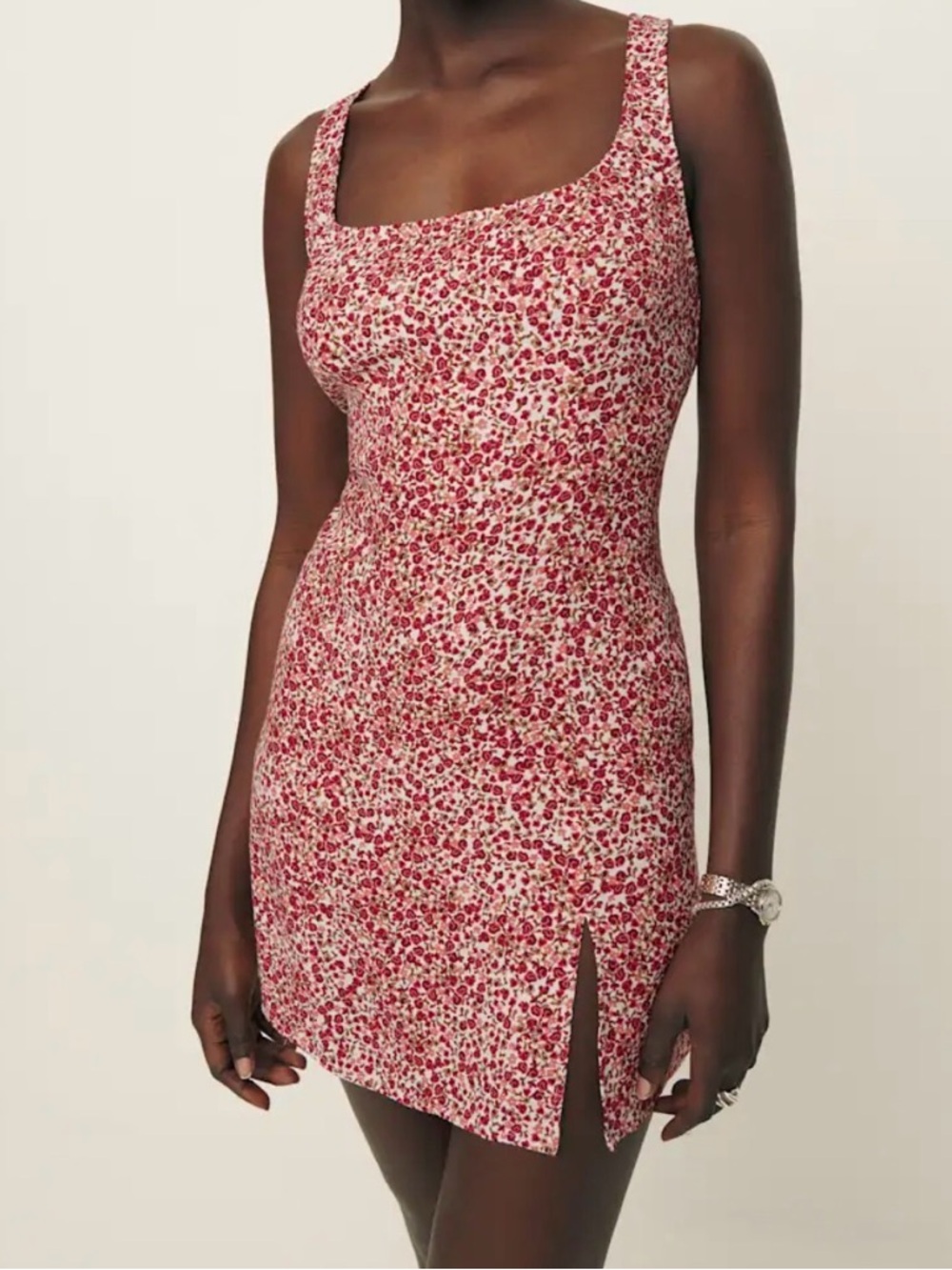 Reformation Noha Mini Dress in La Vie En Rose Sz 2 Red Pink Floral Viscose